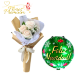 HERMOSO RAMO DE 3 ROSAS + GLOBO NAVIDEÑO