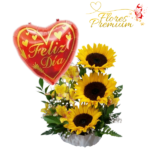 3 GIRASOLES EN BASE + GLOBO