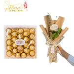UN HERMOSO DETALLE DE 1 ROSAS + FERREROS ROCHER DE 300G