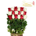 ARREGLO LINEAL DE 18 ROSAS IMPORTADAS Y FOLLAJE