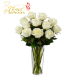 FLORERO DE 12 ROSAS BLANCAS