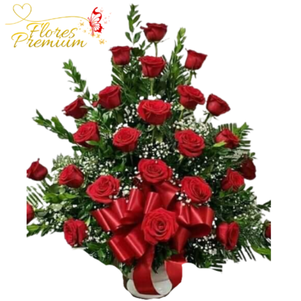 CANASTA DISPERSA DE 25 ROSAS