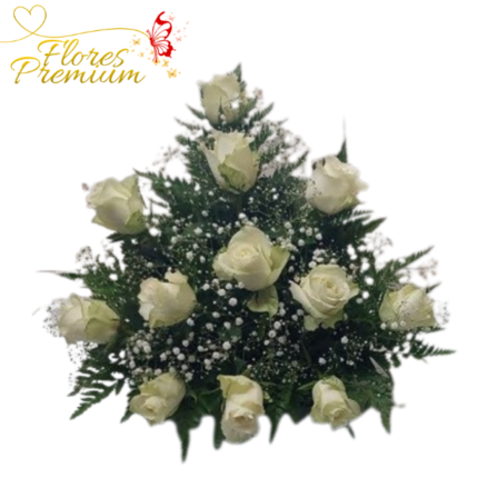 ARREGLO DE 12 ROSAS IMPORTADAS Y FOLLAJE