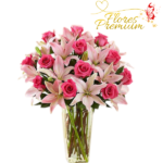 FLORERO DE ROSAS Y LILIUM