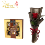 RAMO DE 1 ROSA + BOMBONES FERREROS ROCHER