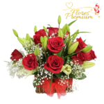 ARREGLO DE ROSAS, LILIUM Y FOLLAJE