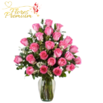 FLORERO DE 25 ROSAS Y FOLLAJE