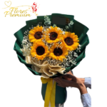 RAMO 5 GIRASOLES CON ELEGANTE ENVOLTURA