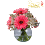 PECERA DE 6 GERBERAS E ILUMINACION