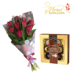 RAMO DE 12 TULIPANES + BOMBONES FERREROS ROCHER