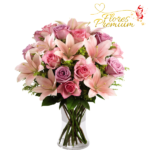 FLORERO DE 24 ROSAS Y LILIUM