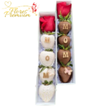 CAJA RECTANGULAR DE 4 FRUTILLAS Y ROSAS