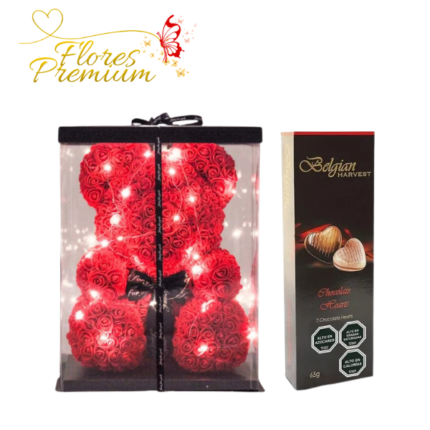 OSO TEDDY CON LUZ Y BOMBONES BELGIAN