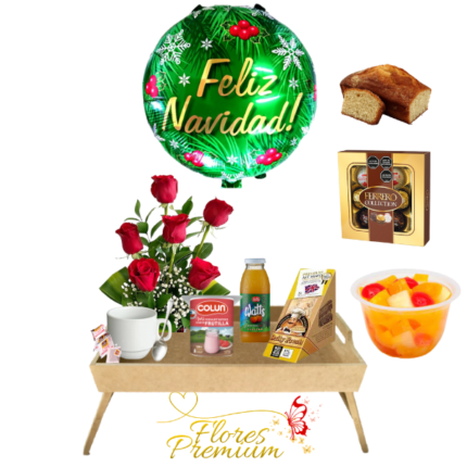 DESAYUNO BANDEJA A LA CAMA CON TOQUE FLORAL MERRY