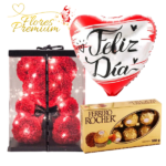 OSO TEDDY CON LUZ, FERREROS 100GRS Y GLOBO