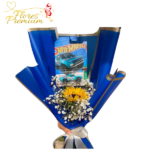 RAMO NOVIO 1 GIRASOL Y 1 AUTOS HOT WHEELS