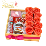 BANDEJA DE ROSAS, NUTELLA Y CHOCOLATES
