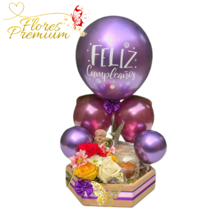 BANDEJA HEXAGONAL CON FLORES