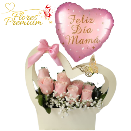 CARTERA DE 8 ROSAS + GLOBO