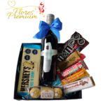 BOX DE VINO 375ML, 6 BARRAS DE CHOCOLATE Y BOMBONES