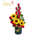BOX DE 12 ROSAS 3 GIRASOLES