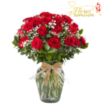 FLORERO DE 30 ROSAS FOLLAJE E ILUMINACION