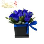 BOX 10 ROSAS AZULES Y FOLLAJE