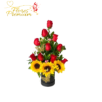 BOX DE 10 ROSAS 3 GIRASOLES
