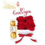 CAJA CUADRADA DE 4 ROSAS, FERREROS ROCHER 3 UNID, TOPPER