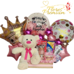 ARREGLO CELEBRACION PELUCHE, DULCES Y GLOBOS