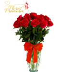 FLORERO DE 10 ROSAS Y FOLLAJE