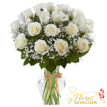 FLORERO DE 18 ROSAS IMPORTADAS, ILUMINACION Y FOLLAJE