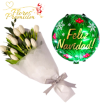 RAMO DE 10 TULIPANES + GLOBO NAVIDEÑO
