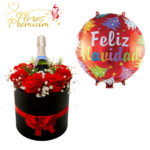 BOX CILINDRO Y CHAMPAGNE+ GLOBO NAVIDEÑO