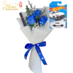 RAMO NOVIO 3 ROSAS Y 1 AUTOS HOT WHEELS