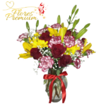 FLORERO MIX DE ROSAS, LILIUM Y CLAVELES