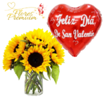 CILINDRO DE GIRASOLES Y GLOBO METALIZADO