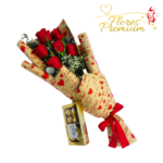 RAMO EXTENDIDO DE 6 ROSAS + FERREROS ROCHER 100G