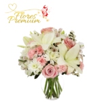 FLORERO DE 6 ROSAS LILIUM Y FLORES DE TEMPORADA