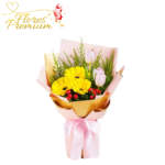 RAMO 3 GERBERAS 3 TULIPANES ENVOLTURA DELICADA