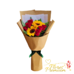ELEGANTE RAMO DE 2 GIRASOLES Y 6 ROSAS