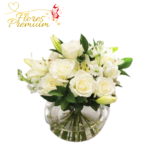 PECERA CON MIX FLORAL FELIZ NAVIDAD