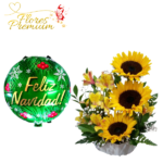 BASE CON 3 GIRASOLES + GLOBO NAVIDEÑO