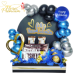 BANDEJA CON CHOCOLATES IMPORTADOS Y GLOBOS