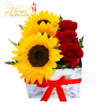 CAJA DE 3 GIRASOLES 3 ROSAS
