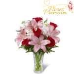 FLORERO DE 6 ROSAS Y LILIUM