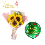 RAMO DE 3 GIRASOLES + GLOBO NAVIDEÑO