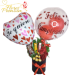 CAJA BOX DE ROSAS, CHOCOLATES Y GLOBOS