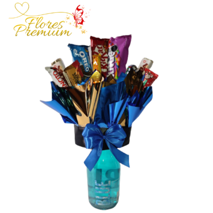 BOTELLA DE CHAMPAGNE DE 750 ML Y 7 BARRAS DE CHOCOLATES