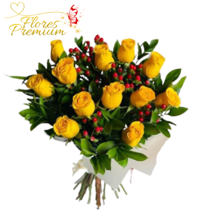 RAMO DE 12 ROSAS ESPARCIDO BOUQUET
